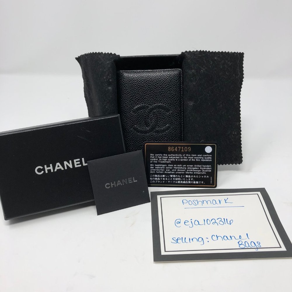 CHANEL Black Caviar Leather Wallet/Card Case